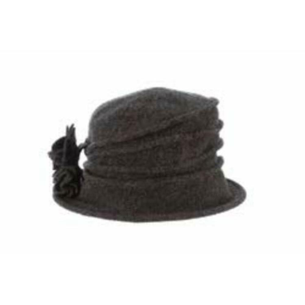 Scala Women's Boiled Wool Cloche with Rosettes Charcoal One Size - Picture 5 of 8